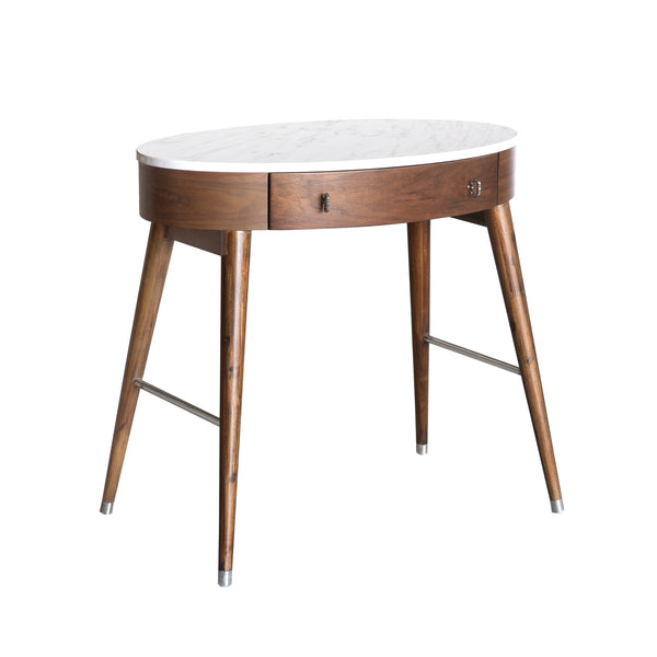 Pulaski Furniture Mid Century Oval Wood Desk-Walnut front view