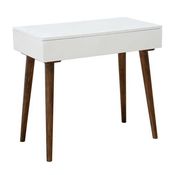 White Mid-Century Modern Mini Desk Front View