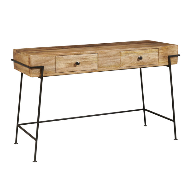 Wood Metal Writing Desk Front View