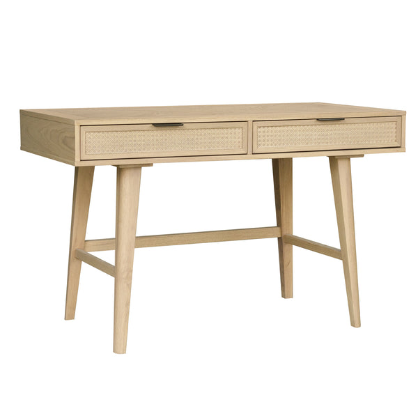  Two Drawer Cane Desk front view