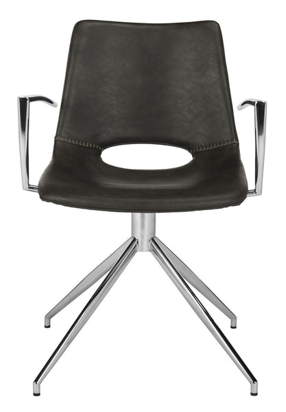 Safavieh Dawn Midcentury Modern Leather Swivel Office Chair Grey