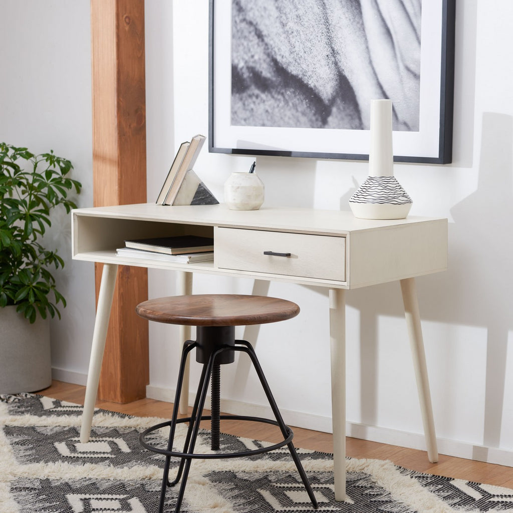 Safavieh Remy 1 Drawer Writing Desk in Distressed White Black