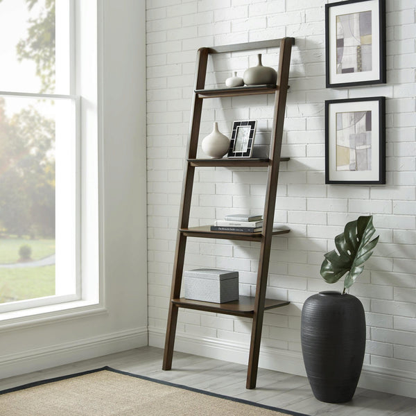 Leaning Bookshelf, Black Walnut and Carmelized Black View