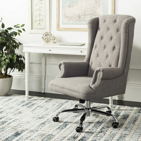 Safavieh Ian Linen Chrome Leg Swivel Office Chair lifestyle view